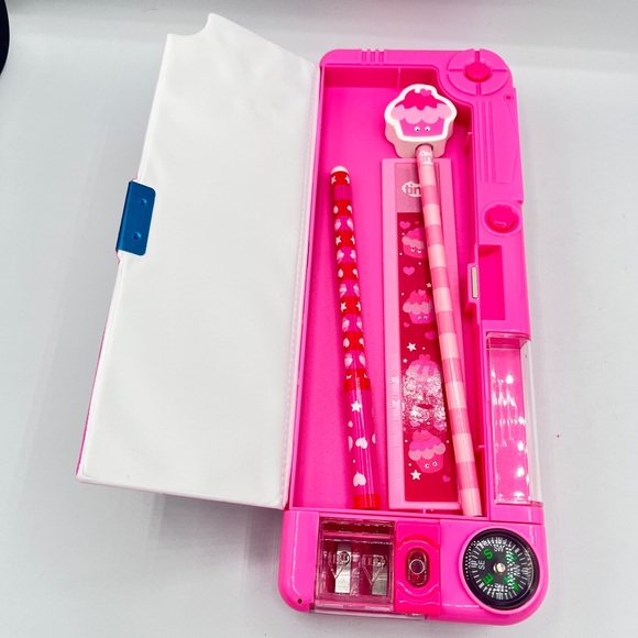 Tinc Mallo Character Pop Out Pencil Case Pink Pop Out Compartment push button - Picture 6 of 12